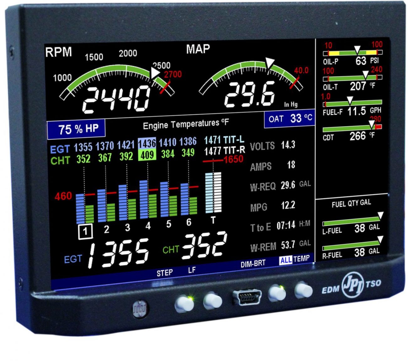 EDM 900 - Advanced Twin Piston Engine -Monitoring Instrument